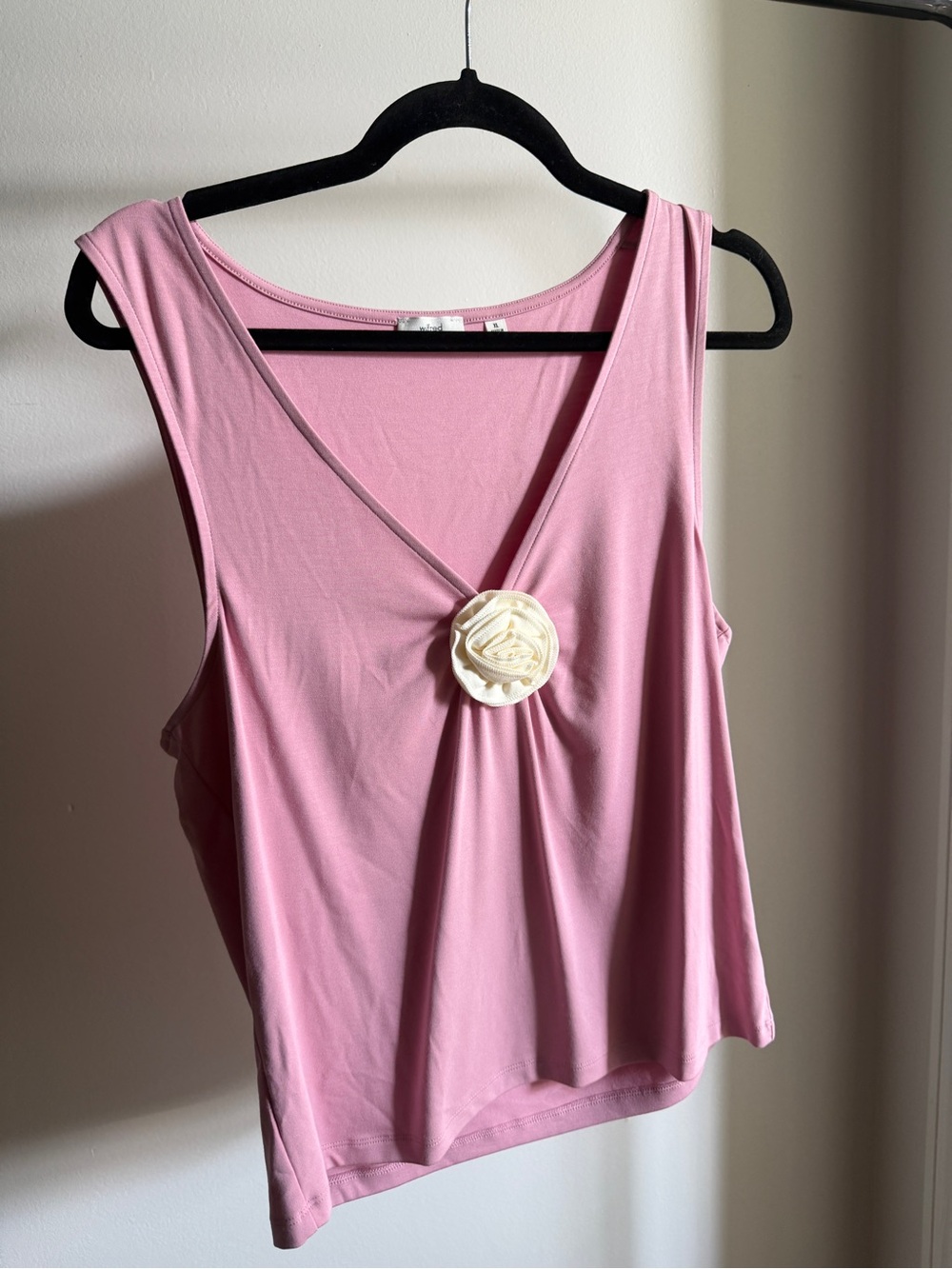 NWOT Aritzia Wilfred Goodlux Bloom Pink Tank Top with Center Rosette XL Womens - Picture 12 of 13